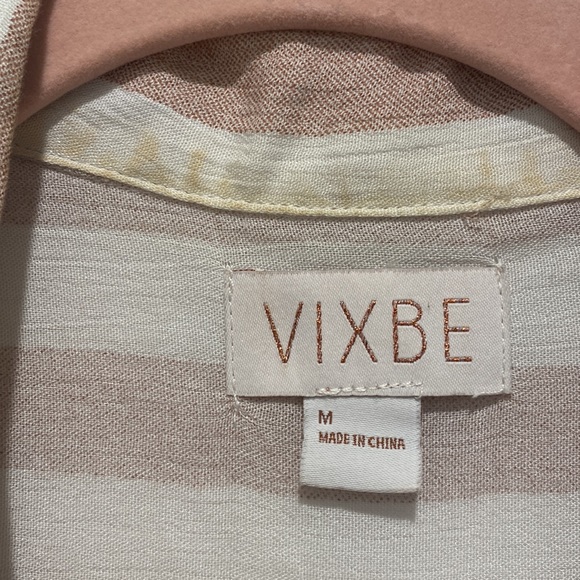 VIXBE Almila Tie Front Top, M, Beige/Light Pink - Picture 6 of 6